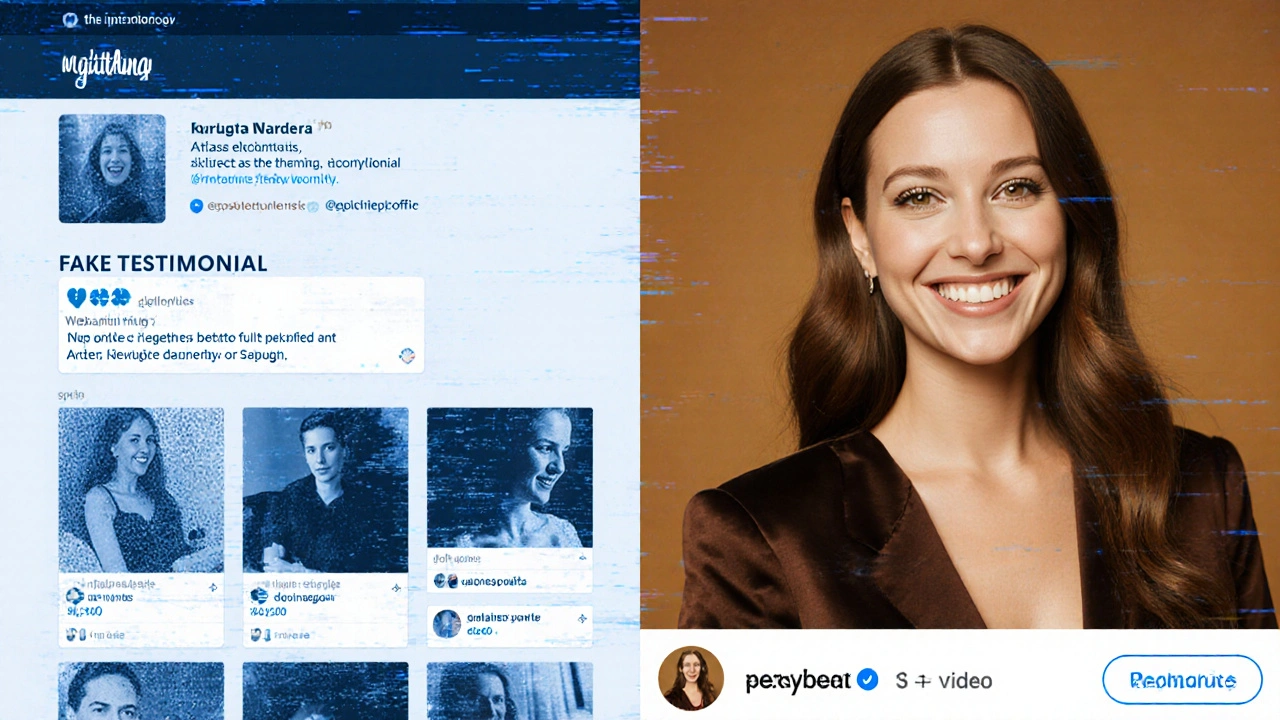 Split-screen comparison: fake escort website vs. real social media profile with authentic engagement.