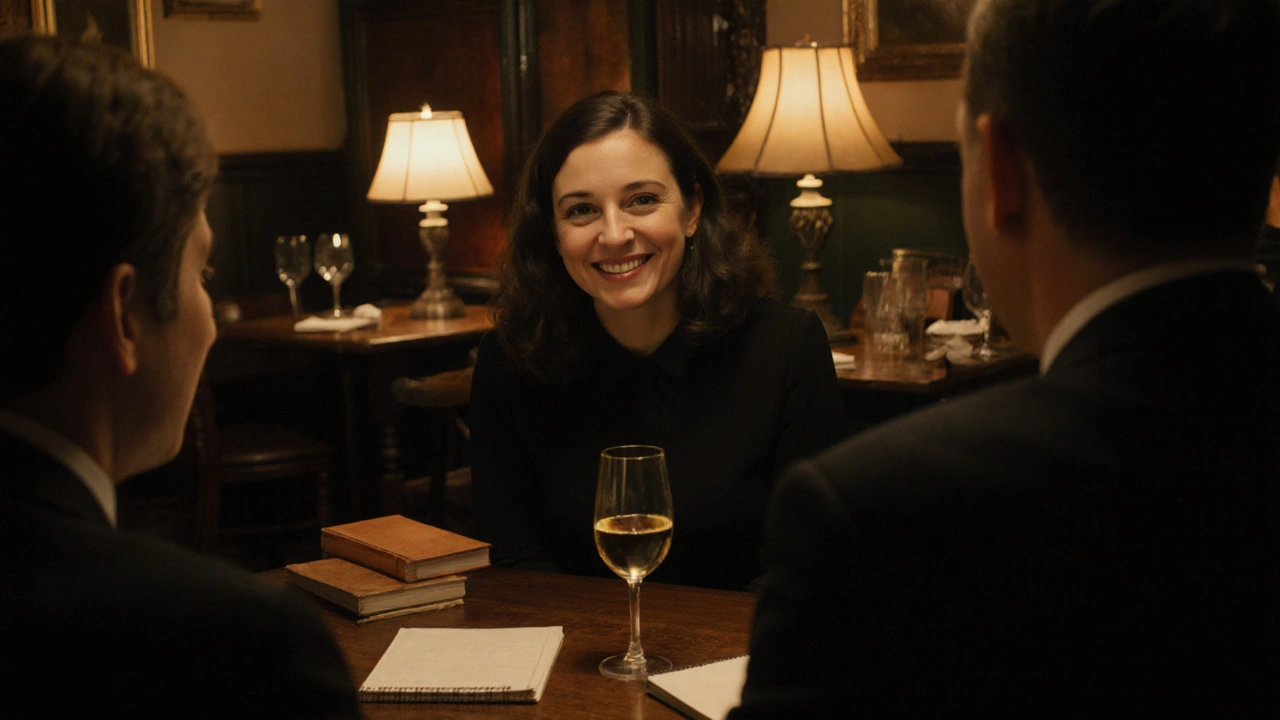 Two people having a respectful conversation in a cozy Wealdstone pub over coffee and wine.